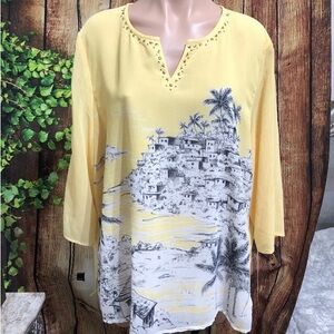 NWT! Alfred Dunner Seas The Day 3/4 Sleeve Blouse Size 18